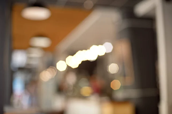 Imagen Borrosa Cafetería Cafetería Con Luces Bokeh Para Usar Como — Foto de Stock