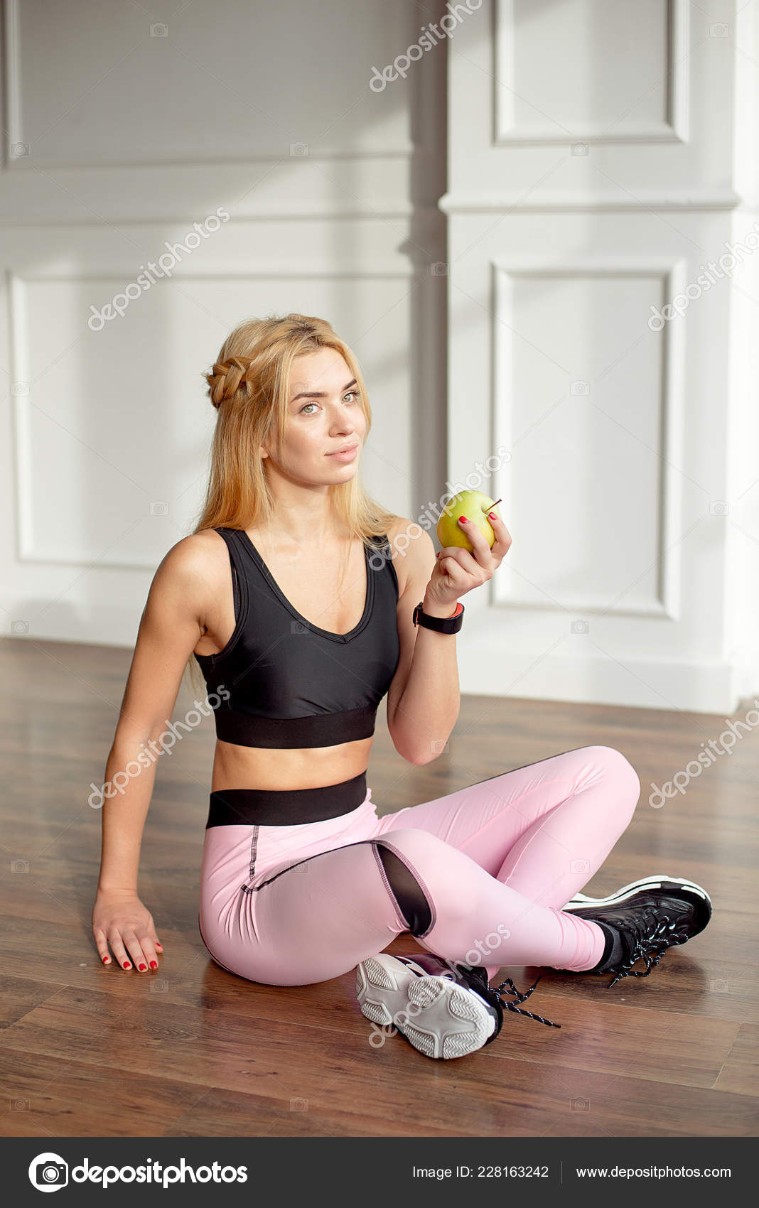 Young Slim Woman with an Athletic Body Blonde Hair Wearing in
