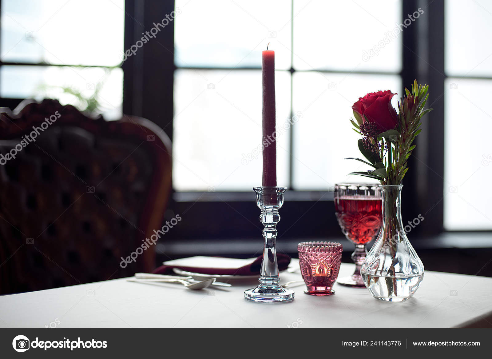 Event Table Flower Vases Candles Glass Candlestick Towels Wine