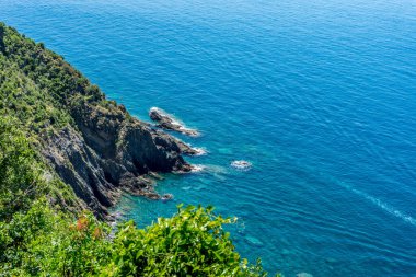 Avrupa, İtalya, Cinque Terre, Corniglia, Deniz Yüksek Açı Görünümü