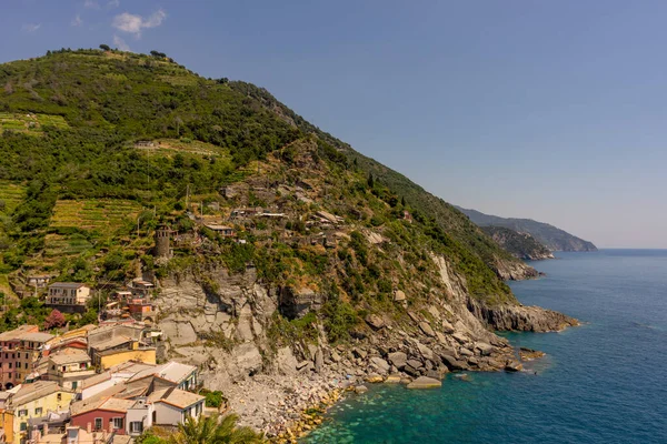 Europa Italien Cinque Terre Vernazza Vernazza Scenic View Sea Buildings — Stockfoto