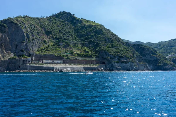 Europe Italie Cinque Terre Riomaggiore Grand Plan Eau Avec Une — Photo