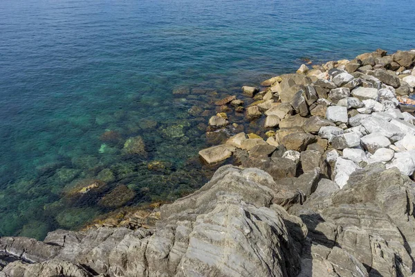 Europa Italien Cinque Terre Riomaggiore Eine Nahaufnahme Eines Felsens Der — Stockfoto