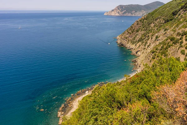 Europa Itália Cinque Terre Corniglia Uma Ilha Meio Corpo Água — Fotografia de Stock