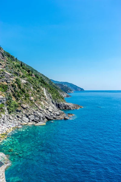 Європа Італія Cinque Terre Vernazza Vernazza Scenic View Sea Clear — стокове фото