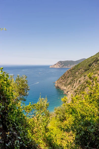 Europa Italia Cinque Terre Corniglia Una Isla Medio Cuerpo Agua — Foto de Stock