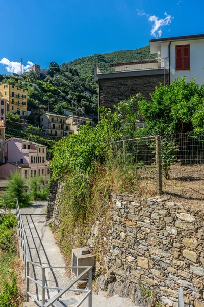 Europa Itália Cinque Terre Vernazza Uma Casa Com Cerca Jardim — Fotografia de Stock