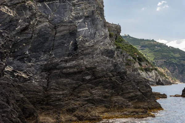 Europa Italia Cinque Terre Manarola Gran Cuerpo Agua Con Una —  Fotos de Stock