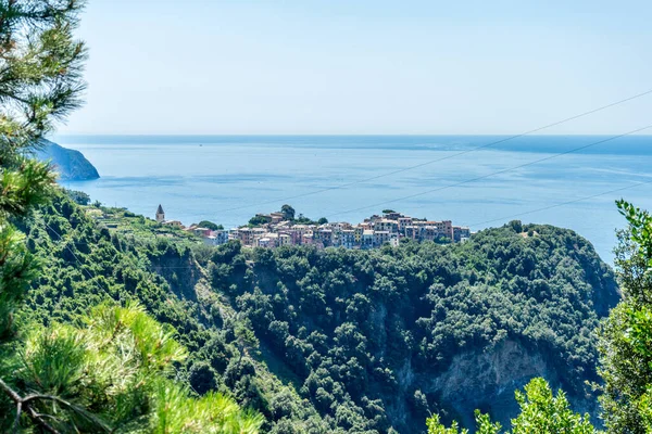 Europe Italie Cinque Terre Corniglia Une Grande Étendue Eau Avec — Photo