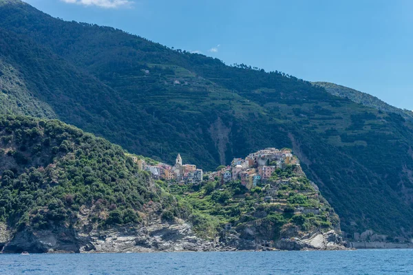 Europa Italien Cinque Terre Monterosso Stor Vattensamling Med Ett Berg — Stockfoto
