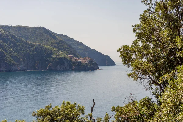 Europe Italie Cinque Terre Corniglia Une Grande Étendue Eau Avec — Photo