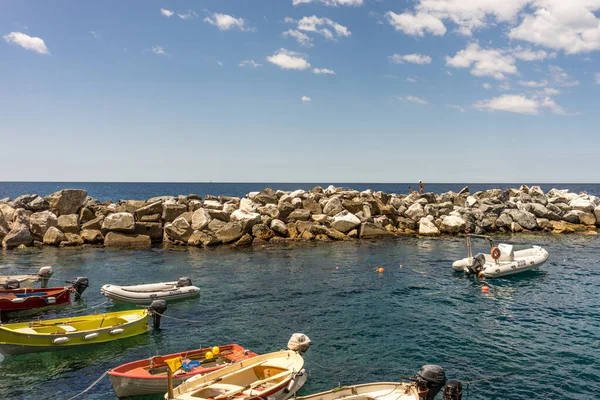 Europe Italy Cinque Terre Manarola Small Boat Body Water — Stock Photo, Image