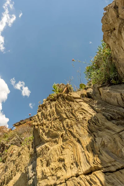 Europa Italien Cinque Terre Manarola Kanjon Med Ett Berg Bakgrunden — Stockfoto