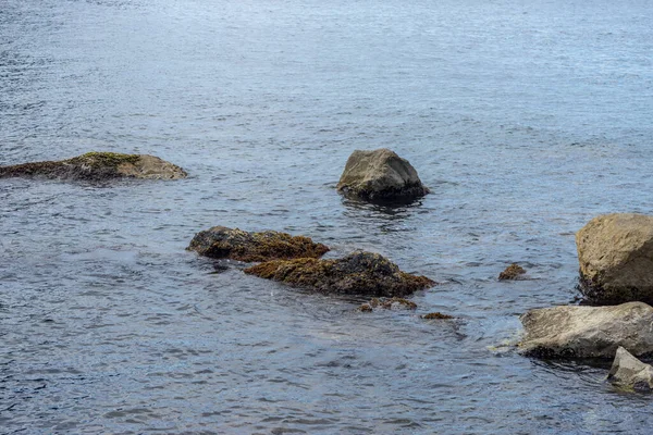 Europe Italy Cinque Terre Riomaggiore Close Rock Next Body Water — Stock Photo, Image