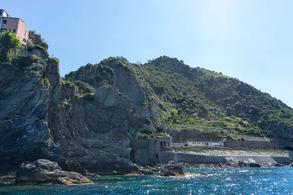 Europa Italia Cinque Terre Riomaggiore Gran Cuerpo Agua Con Una —  Fotos de Stock