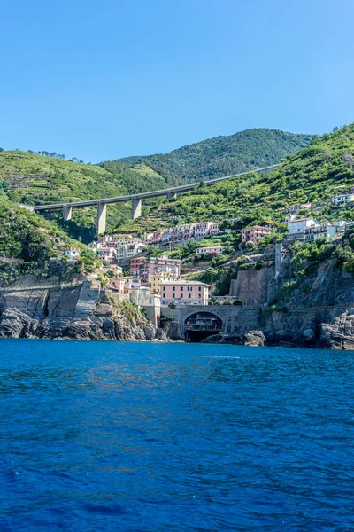 Paysage Urbain Riomaggiore Vue Mer Cinque Terre Italie Riviera — Photo