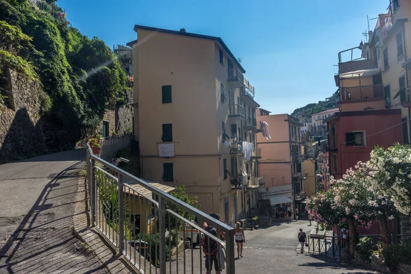 Європа Італія Cinque Terre Riomaggiore Вузька Міська Вулиця — стокове фото