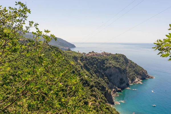 Europe Italie Cinque Terre Corniglia Corniglia Vue Ensemble Mer Contre — Photo