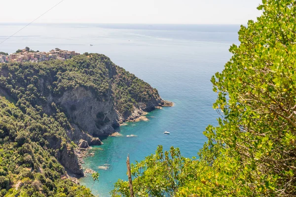 Europa Włochy Cinque Terre Corniglia Corniglia High Angle Widok Sea — Zdjęcie stockowe