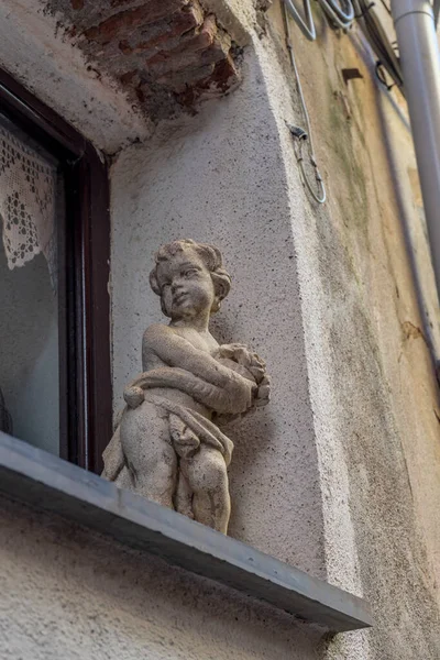 Europe Italy Cinque Terre Vernazza Low Angle View Statue Building Royalty Free Stock Images