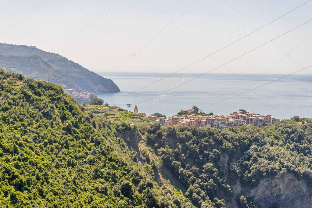 Europe, Italy, Cinque Terre, Corniglia, a view of a mountain