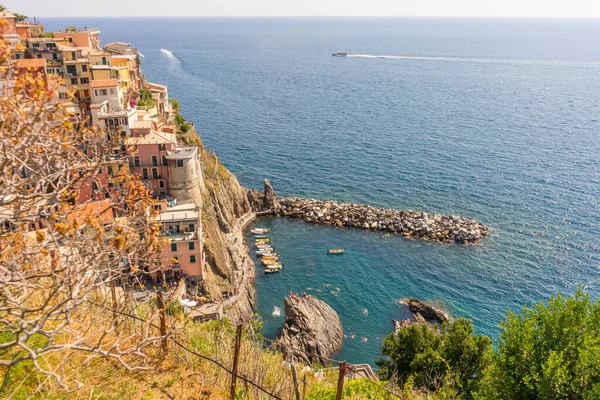 Europa Italia Cinque Terre Manarola Manarola Alta Vista Del Ángulo — Foto de Stock