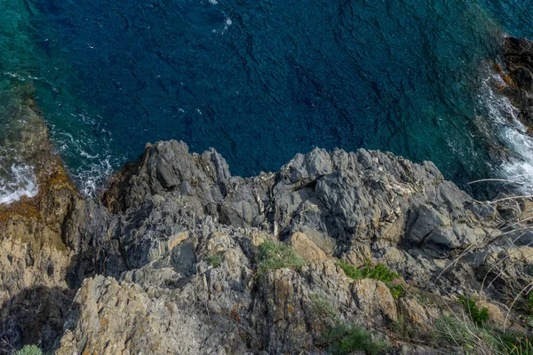 意大利 Cinque Terre Manarola 一块岩石的近景 — 图库照片