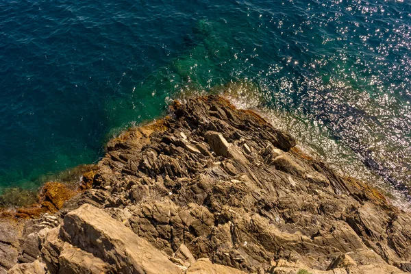 Europa Italië Cinque Terre Manarola Een Rotsachtige Kust Naast Een — Stockfoto