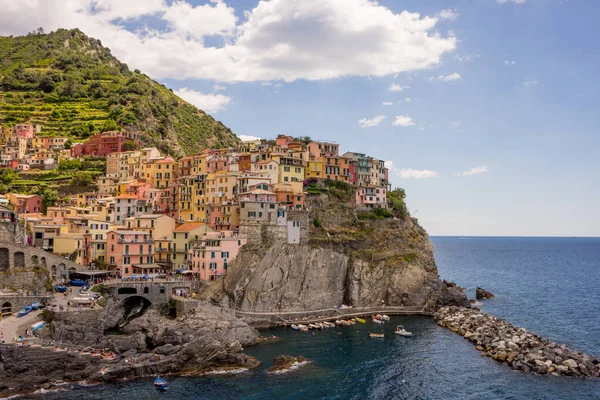 Európa Olaszország Cinque Terre Manarola Cinque Terre Egy Nagy Víztest — Stock Fotó