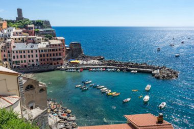 Vernazza, Cinque Terre, İtalya - 26 Haziran 2018: Vernazza, Cinque Terre, İtalya