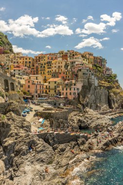 Manarola, Cinque Terre, İtalya - 26 Haziran 2018: Manarola, Cinque Terre, İtalya