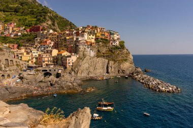 Manarola, Cinque Terre, İtalya - 27 Haziran 2018: Manarola, Cinque Terre, İtalya