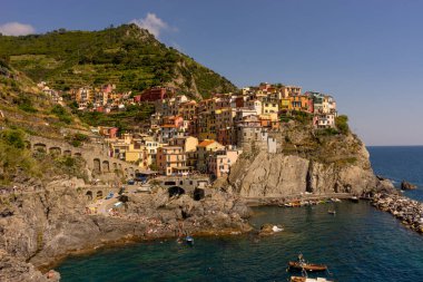 Manarola, Cinque Terre, İtalya - 27 Haziran 2018: Manarola, Cinque Terre, İtalya