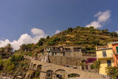 Manarola, Cinque Terre, İtalya - 27 Haziran 2018: Manarola, Cinque Terre, İtalya