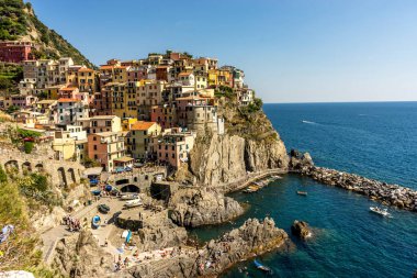 Manarola, Cinque Terre, İtalya - 27 Haziran 2018: Manarola, Cinque Terre, İtalya