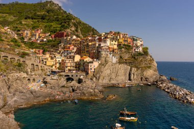 Manarola, Cinque Terre, İtalya - 27 Haziran 2018: Manarola, Cinque Terre, İtalya