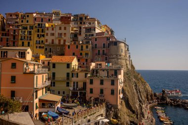 Manarola, Cinque Terre, İtalya - 27 Haziran 2018: Manarola, Cinque Terre, İtalya