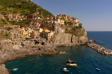 Manarola, Cinque Terre, İtalya - 27 Haziran 2018: Manarola, Cinque Terre, İtalya