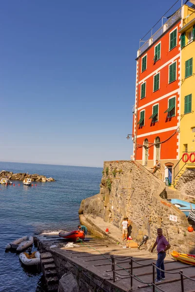 Riomaggiore Cinque Terre Italia Junio 2018 Paisaje Urbano Riomaggiore Visto — Foto de Stock