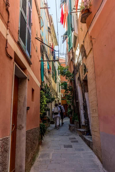 Vernazza Cinque Terre Italy June 2018 イタリアのCinque Terre Vernazzaの通りを歩く観光客 — ストック写真