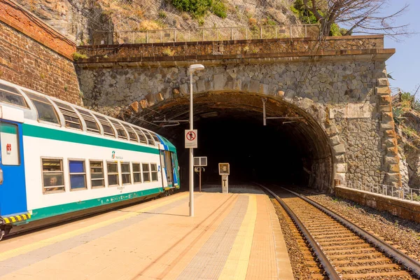 Manarola Cinque Terre Talya Haziran 2018 Trenitalia Treni Manarola Cinque — Stok fotoğraf