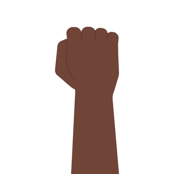 Afroamerikanische schwarze Faust, erhobene geballte Hand. Schwarzarbeit, Antirassismus, Revolution, Streikkonzept. Aktienvektorillustration im flachen Cartoon-Stil isoliert auf weißem Hintergrund. — Stockvektor