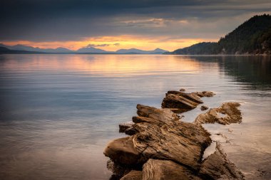 Sunset at Montague Harbour Marine Provincial Park on Galiano Island in the Gulf Islands, British Columbia clipart