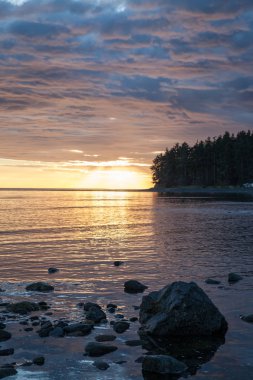 Büyük okyanus Vancouver Adası, British Columbia üzerinden günbatımı