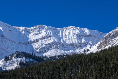 Kara Prens Cirque KANANASKIS, Alberta, dağlarda bir açık mavi kış gününde bir karla kaplı dağ