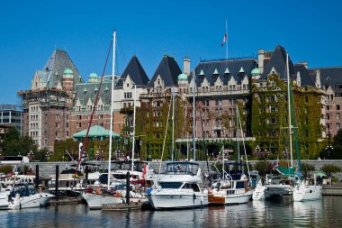 Victoria, British Columbia, Kanada-25 Ağustos 2011: Victoria kentinde liman