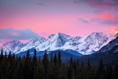 Kananaskis, Alberta Peter Lougheed İl parkının dağlarında Gün doğumu