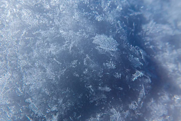 Closeup detail of hoar frost ice crystals — Stock Photo, Image