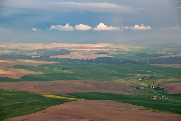 Vista aérea das terras agrícolas na região de Palouse, no estado de Washington Oriental — Fotografia de Stock