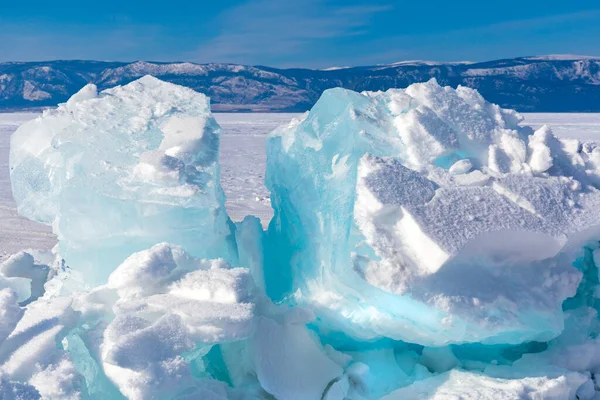 Σμήνη Από Μπλε Πάγο Πάγος Της Παγωμένης Λίμνης Baikal — Φωτογραφία Αρχείου